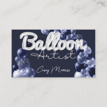 Chic Modern Balloon Artist Navy Blue Silver