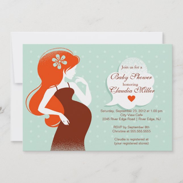 Chic Modern barnskor av gravida Mamma Inbjudningar (Framsida)