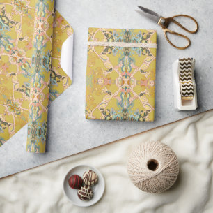 Chic Modern Baroque Mönster i Rosa Guld Blue Presentpapper