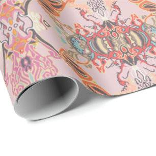 Chic Modern Baroque Mönster i Rosa och Orange Presentpapper