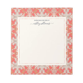 Chic Modern Baroque Mönster Red Orange Ivory Anteckningsblock