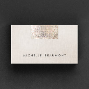 Chic Modern Beauty Salon Faux Sequin Beige Visitkort