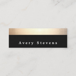 Chic Modern Black and Guld Stripe Mini Visitkort