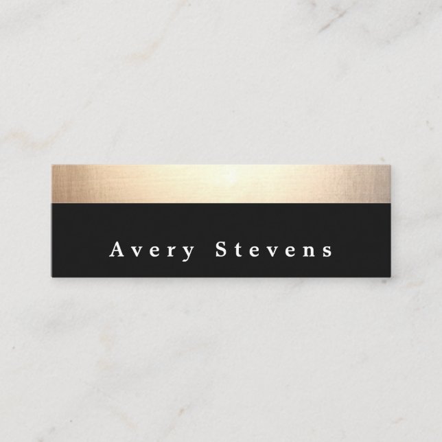 Chic Modern Black and Guld Stripe Mini Visitkort (Framsida)
