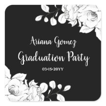 Chic Modern Black and White Blommigt Studenten