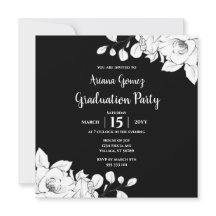 Chic Modern Black and White Blommigt Studenten