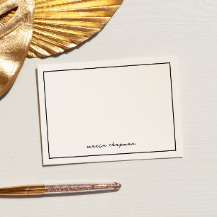 Chic Modern Black Personlig Note Card Tack Kort