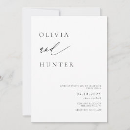 Chic Modern Black & White Bröllop Inbjudningar