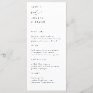 Chic Modern Black & White Bröllop Meny