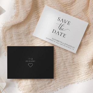 Chic Modern Black White Bröllop spara datum Card Inbjudningar