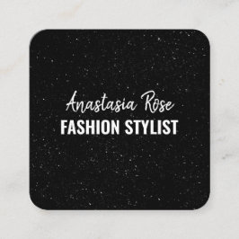Chic Modern Black White Minimalist Glitter Galaxy Fyrkantigt Visitkort