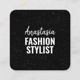 Chic Modern Black White Minimalist Glitter Galaxy Fyrkantigt Visitkort