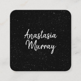 Chic Modern Black White Minimalist Glitter Galaxy Fyrkantigt Visitkort