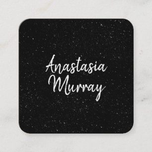 Chic Modern Black White Minimalist Glitter Galaxy Fyrkantigt Visitkort