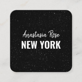 Chic Modern Black White Minimalist Glitter Galaxy Fyrkantigt Visitkort