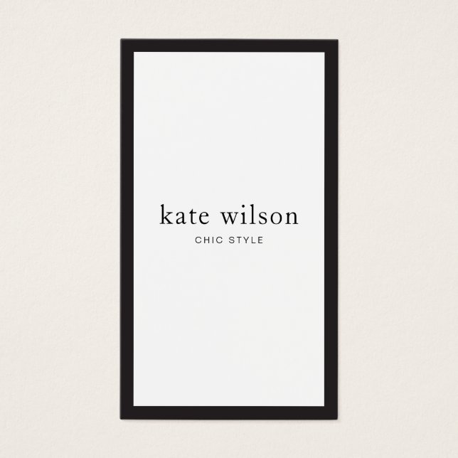 Chic Modern Black White-Professionell Visitkort (Framsidan)