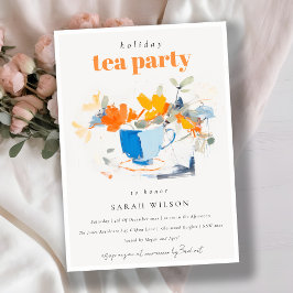 Chic Modern Blommigt Tea Kopp Helgdag Tea Party Inbjudningar