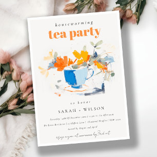 Chic Modern Blommigt Tea Kopp Houseuppvärmte Tea P Inbjudningar