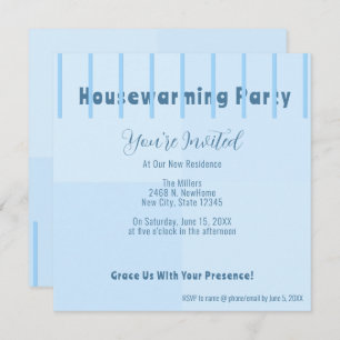 Chic Modern Blue Flocket Party Inbjudan