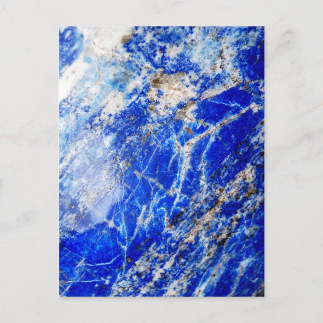 Chic Modern Blue Marble Stone Vykort (Framsida)