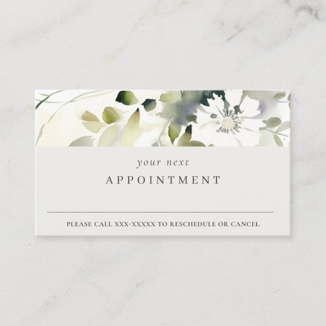 Chic Modern Boho Abstrakt Grönt Blommigt Möte Visitkort (Framsida)
