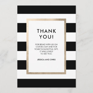 Chic Modern Bold Black White Rand Ro guldolja Tack Kort