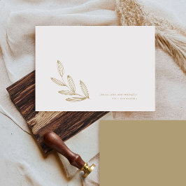 Chic Modern Botanical Grodd Tan Kräm och Vit Anteckningskort