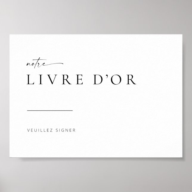 Chic + Modern Bröllop Guest Bok-signatur | FRANSK Poster (Framsidan)