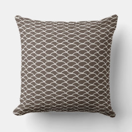 Chic Modern Brown Scalloped Geometric Mönster Kudde