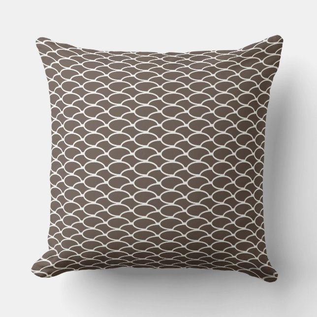 Chic Modern Brown Scalloped Geometric Mönster Kudde (Framsida)