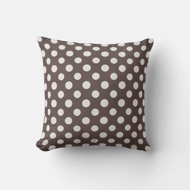 Chic Modern Brown White Polka Dot Mönster Kudde (Framsida)