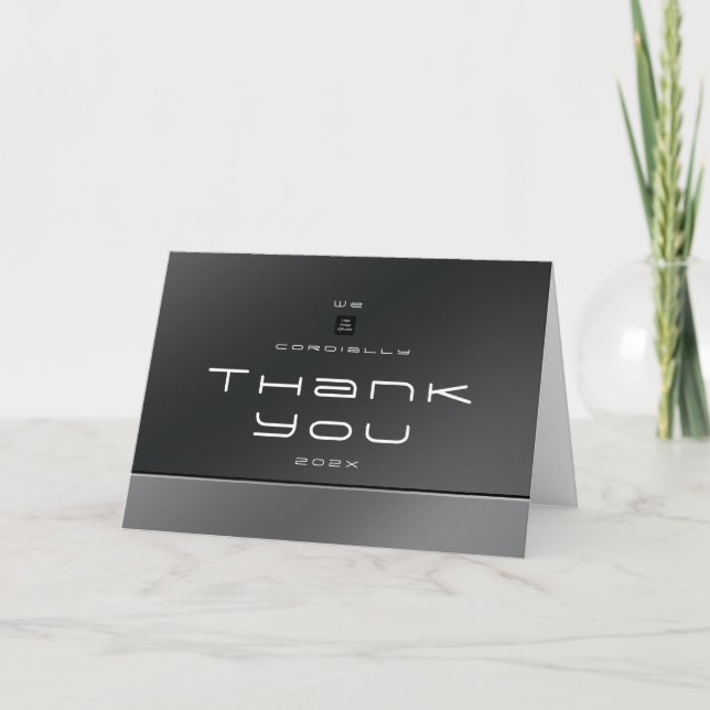 Chic Modern Business Black Silver Tack Kort (Framsida)