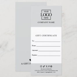 Chic Modern Business Gift Certificate with Logo