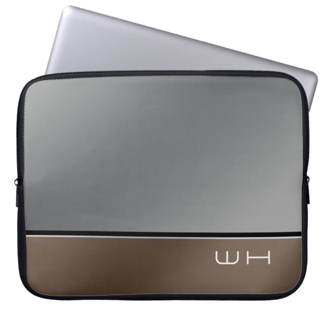 Chic Modern Business Grått Brown Laptop Fodral (Framsidan)