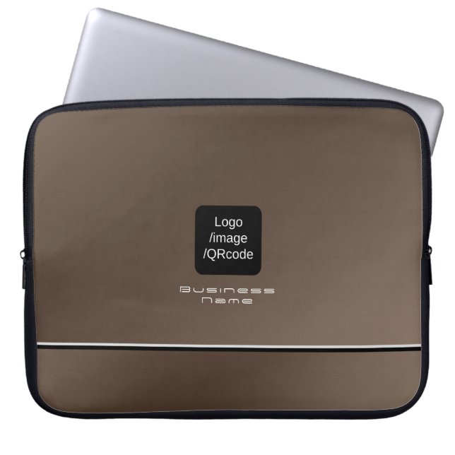 Chic Modern Business Logotyp Brown Laptop Fodral (Framsidan)