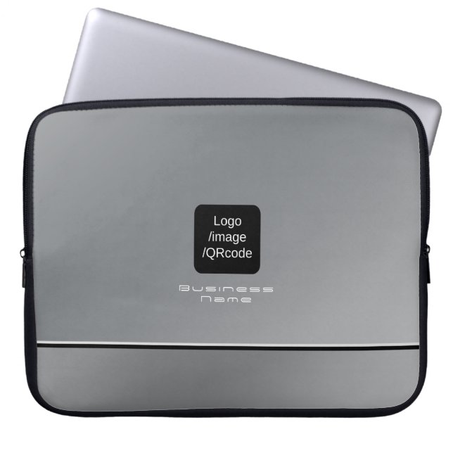 Chic Modern Business Logotyp Silver Laptop Fodral (Framsidan)