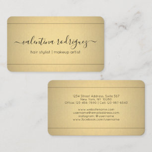 Chic Modern Calligraphy Black och Guld Faux Foil Visitkort