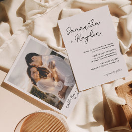Chic Modern Calligraphy Photo Bröllop Inbjudningar