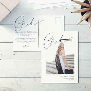 Chic Modern Calligraphy Photo Studenten Meddelande Vykort