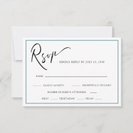 Chic Modern Calligraphy Teal Blue Bröllop OSA Kort