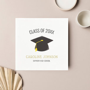 Chic Modern Cap & Tassel Black Guld Student Pappersservett