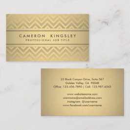 Chic Modern Chevron Black and Faux Gold Foil Visitkort