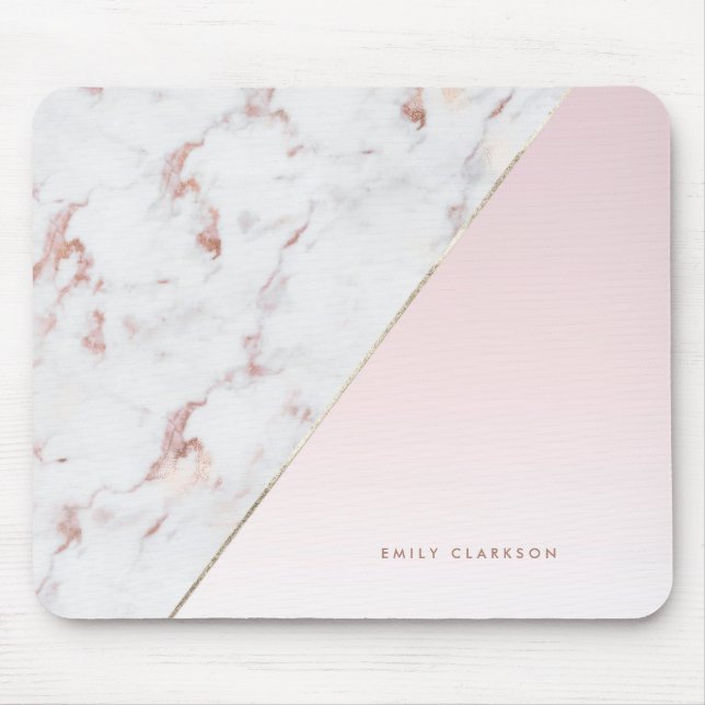 Chic Modern Chic Ro Guld Marble och Rosa Anpassnin Musmatta (Framsidan)
