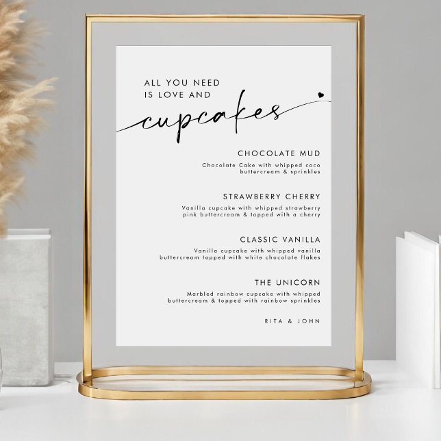 Chic Modern Dessert Cuppie Menu Bröllop-tecken Poster (Skapare uppladdad)