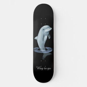 Chic Modern Dolphin & Script på svart Mini Skateboard Bräda 18,5 Cm