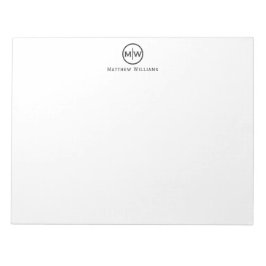 Chic Modern Elegant Black Circle Monogram - början Anteckningsblock