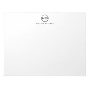 Chic Modern Elegant Black Circle Monogram - början Anteckningsblock