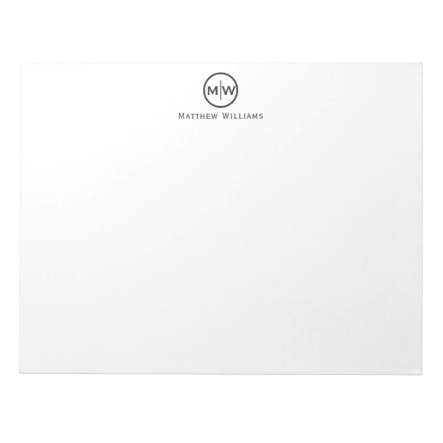 Chic Modern Elegant Black Circle Monogram - början Anteckningsblock (Framsida)