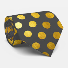 Chic Modern Elegant Charcol Grått Guld Polka dots Slips