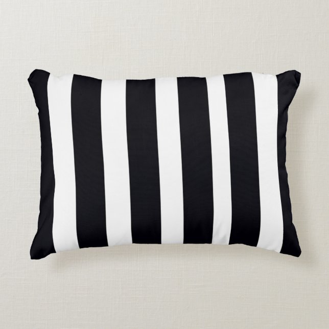 Chic Modern Elegant Classic Black & White Rand Prydnadskudde (Framsidan)